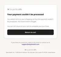 Seya Health email: payment error