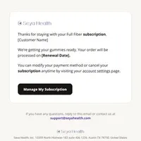 Seya Health email: payment upcoming renewal
