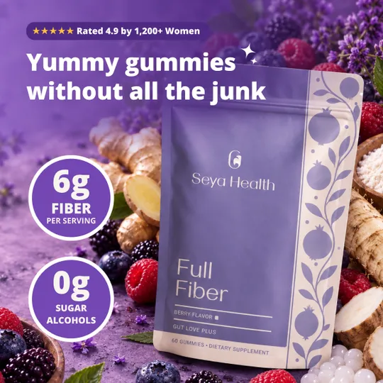 Yummy gummies without all the junk: 6g fiber and 0g sugar alcohols next to the pouch