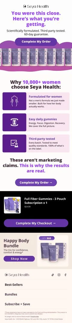 Cart email 2, product trust and guarantee