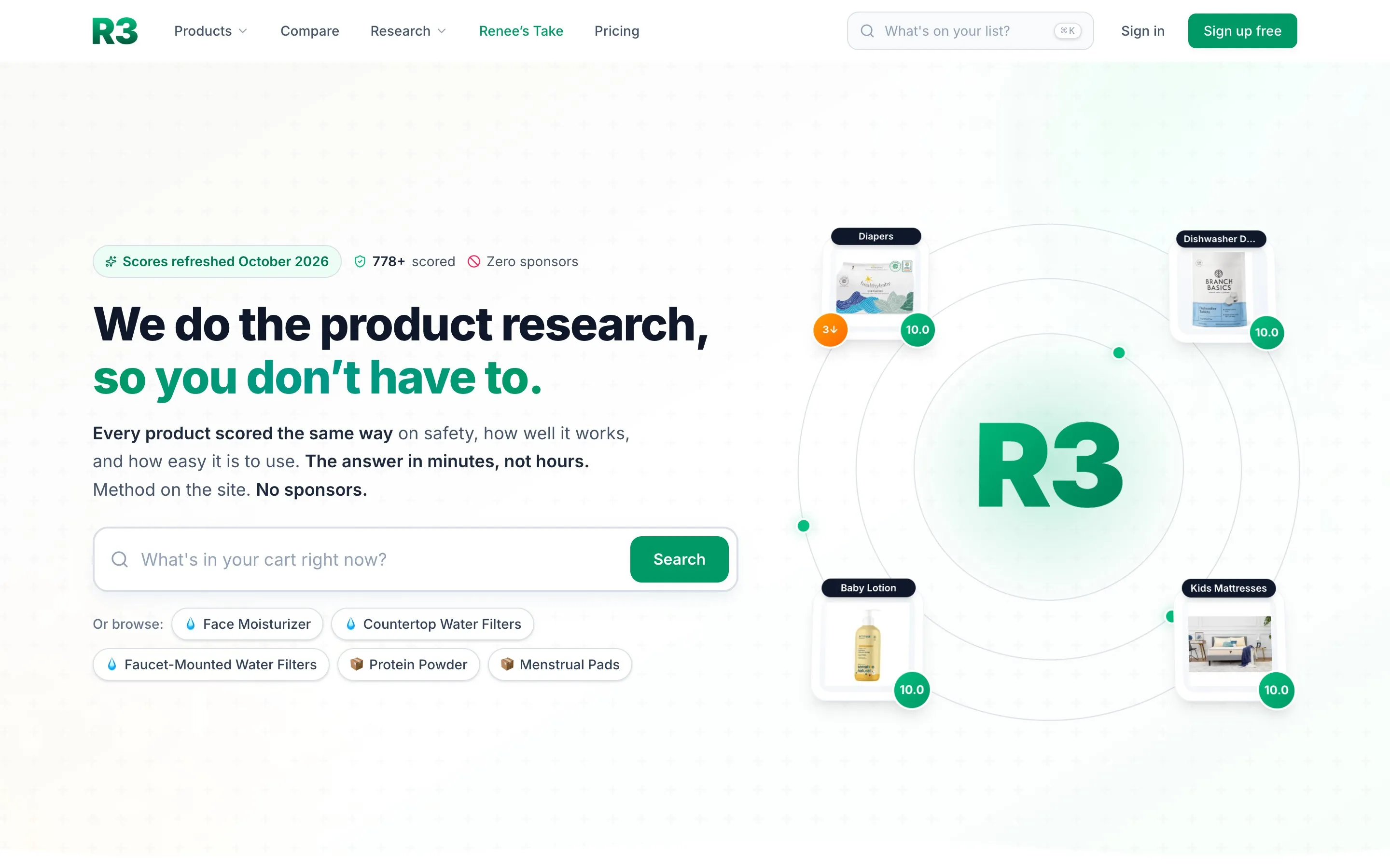 R3's homepage, full screen, captured October 2026